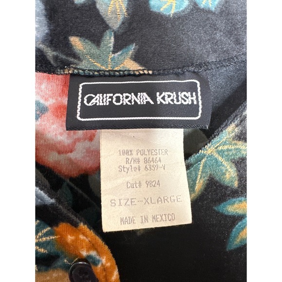 California Krush VTG Floral Velvet Duster Cardigan Long Sleeve XL Boho Cottage - Picture 3 of 7